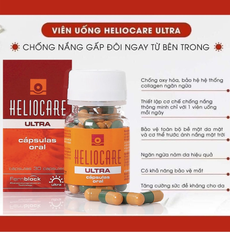 Heliocare Oral Ultra_Viên uống chống nắng nội sinh hàm lượng cao